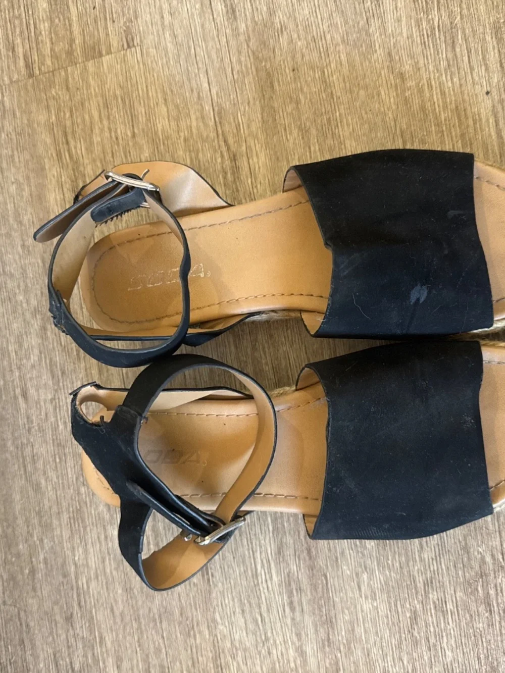 Black wedge sandals